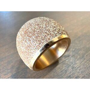 Glitter Dome Ring Bold Statement Jewelry Womens Accessory Rose Gold tone